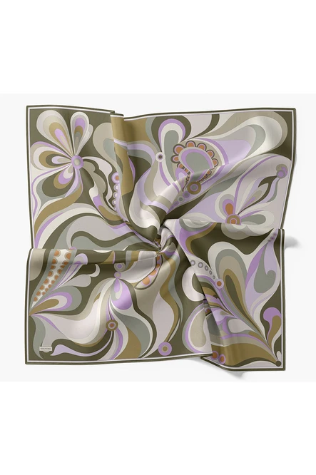 Silk Home Twill İpek Eşarp Retro Paisley Koyu Yeşil