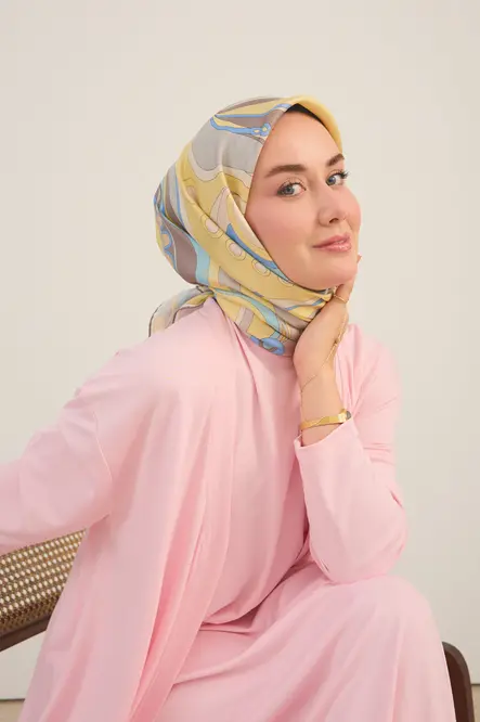 Silk Home Twill İpek Eşarp Retro Paisley Sarı