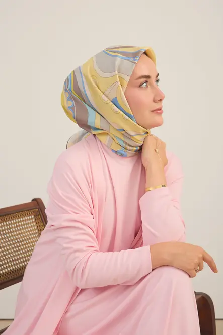 Silk Home Twill İpek Eşarp Retro Paisley Sarı