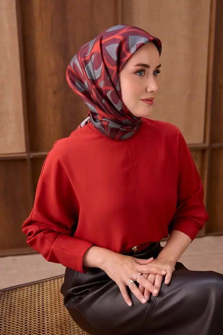 Silk Home Twill İpek Eşarp Aurelia Koyu Kırmızı