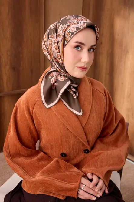 Silk Home Twill İpek Eşarp Ethnic Paisley Koyu Yeşil