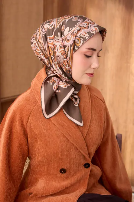 Silk Home Twill İpek Eşarp Ethnic Paisley Koyu Yeşil
