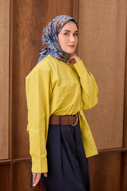 Silk Home Twill İpek Eşarp Ethnic Paisley Gece Mavisi