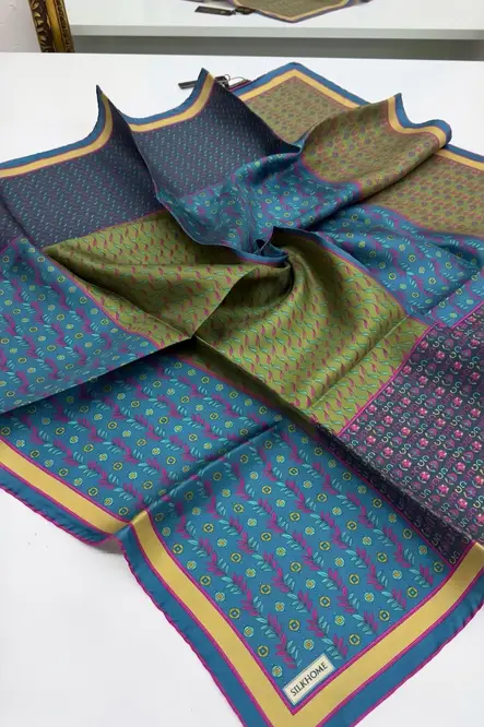 Silk Home Twill İpek Eşarp Mihenk Petrol Mavisi