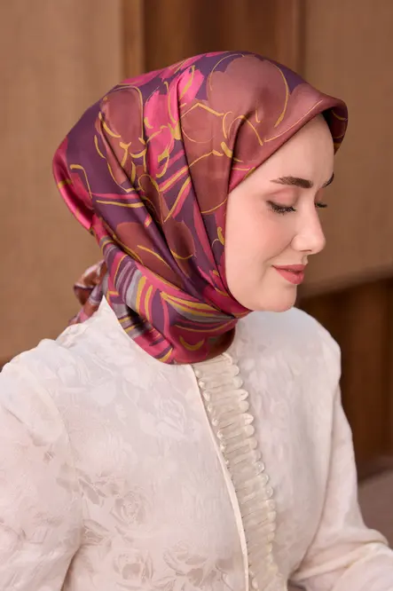 Silk Home Twill İpek Eşarp Vintage Floral Mürdüm