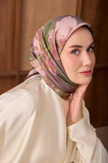 Silk Home Twill İpek Eşarp Vintage Floral Koyu Vizon
