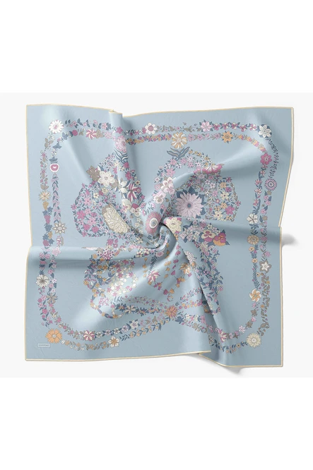 Silk Home Twill İpek Eşarp Botanical Bebe Mavi