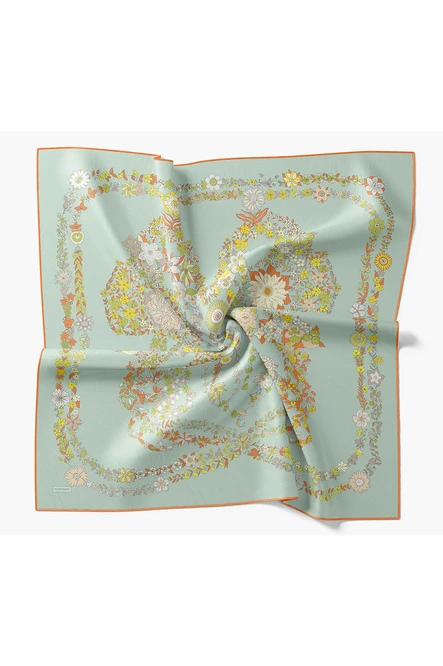 Silk Home Twill İpek Eşarp Botanical Mint Yeşil