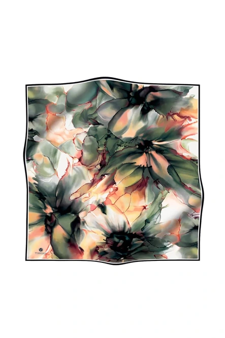 Vissona Twill İpek Eşarp Zümrüt Yeşili, Hardal