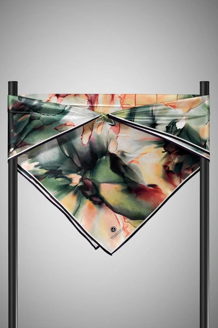 Vissona Twill İpek Eşarp Zümrüt Yeşili, Hardal