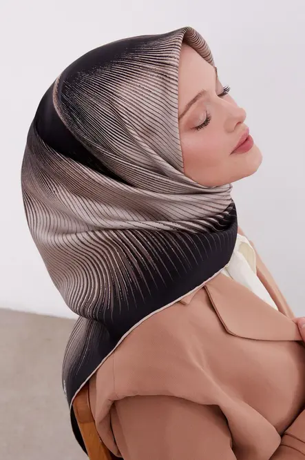 Levidor İpek Eşarp Twill Siyah Vizon