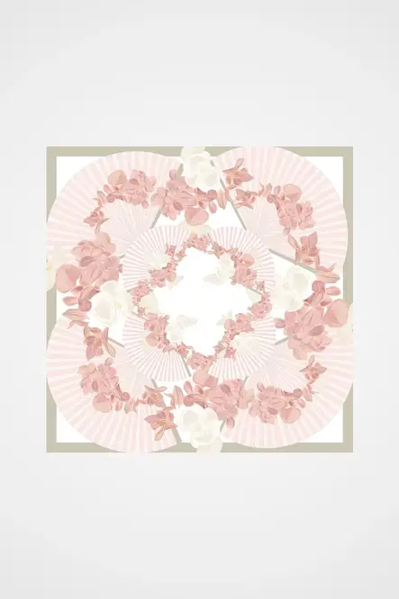 Zerafetim Exclusive Twill İpek Eşarp Krem, Pudra Pembe
