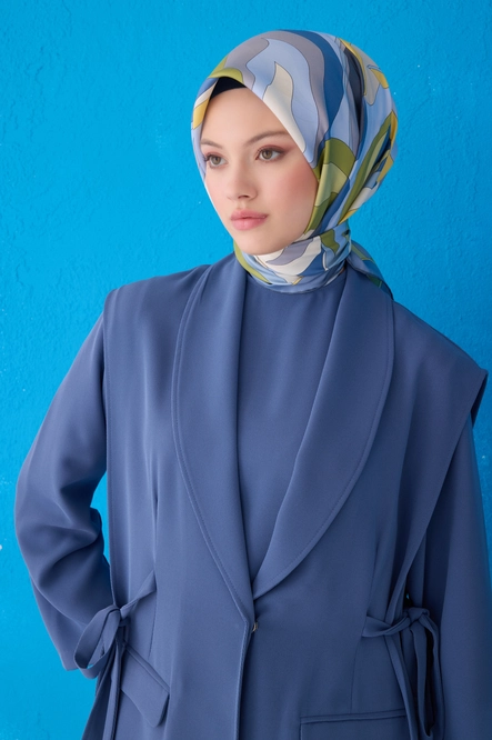 Belli Twill İpek Eşarp Mavi 4108-86