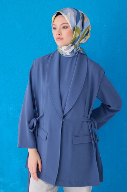 Belli Twill İpek Eşarp Mavi 4108-86