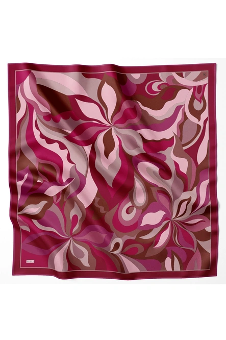 Belli Twill İpek Eşarp Bordo, Kırmızı, Fuşya, Pudra