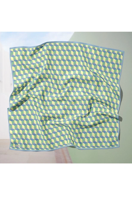 Belli Twill İpek Eşarp Mavi, Yeşil, Sarı, Lila