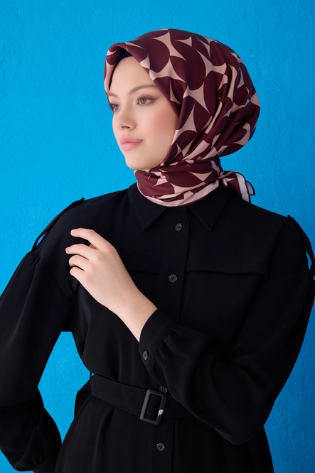 Belli Twill İpek Eşarp Bordo 4117-30