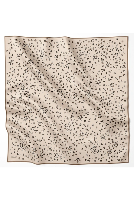 Belli Twill İpek Eşarp Leopar, Krem