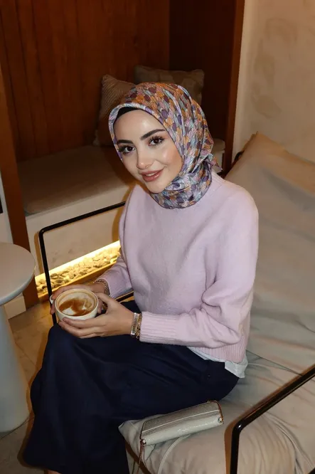 Belli Twill İpek Eşarp 4204-33 Gri, Lila, Pembe, Mor