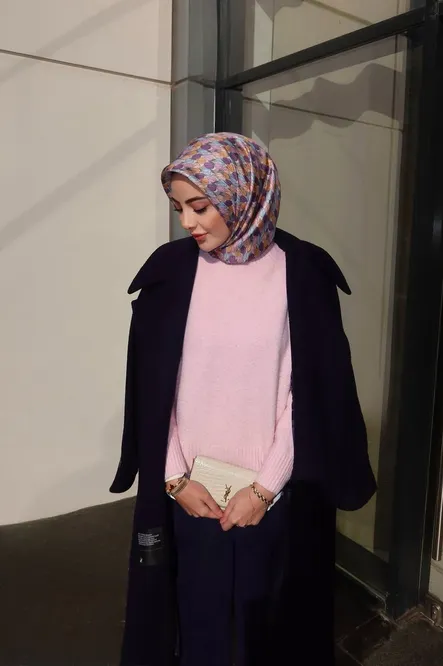 Belli Twill İpek Eşarp 4204-33 Gri, Lila, Pembe, Mor