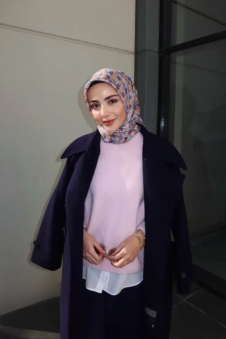 Belli Twill İpek Eşarp 4204-33 Gri, Lila, Pembe, Mor