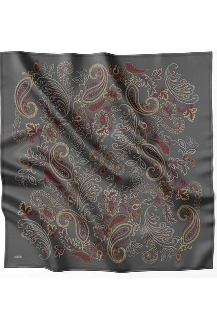 Belli Twill İpek Eşarp Siyah, Bordo