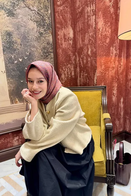 Belli Twill İpek Eşarp 4208-80 Kiremit, Petrol Mavi