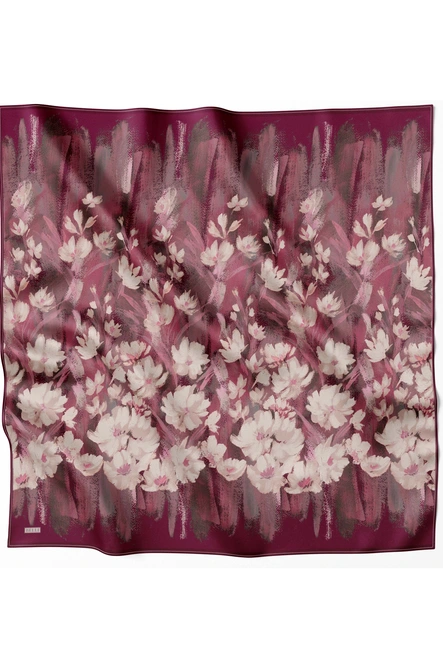 Belli Twill İpek Eşarp Bordo, Pudra, Pembe