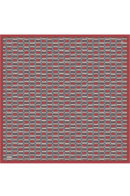 Belli Twill İpek Eşarp Kırmızı, Kahverengi, İndigo