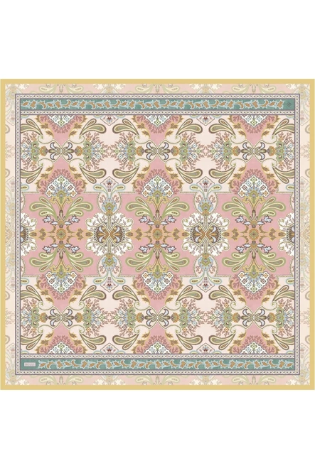 Belli Twill İpek Eşarp Pembe, Krem, Sarı