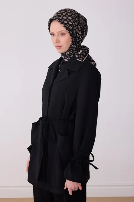 Belli Twill İpek Eşarp Siyah