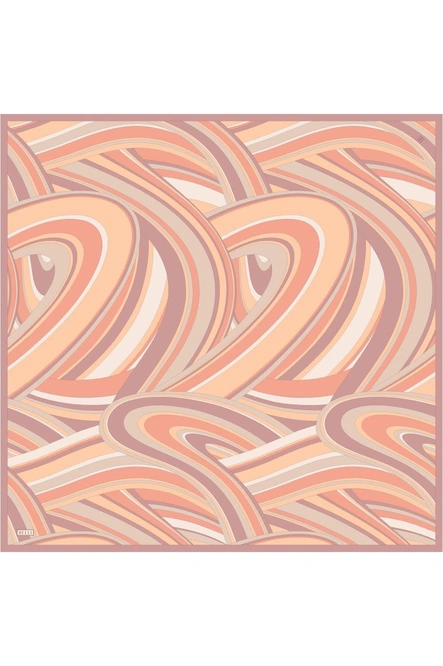 Belli Twill İpek Eşarp 4311-33 Turuncu, Krem, Koyu Pudra