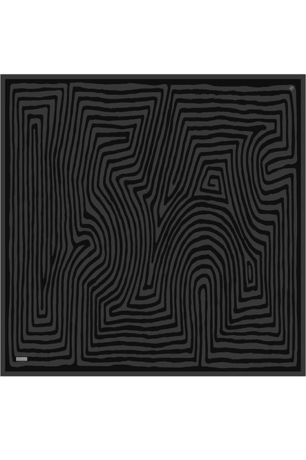 Belli Twill İpek Eşarp 4325-84 Siyah, Füme