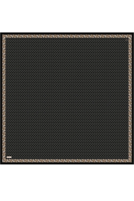Belli Twill İpek Eşarp 4326-02 Puantiyeli, Siyah, Vizon