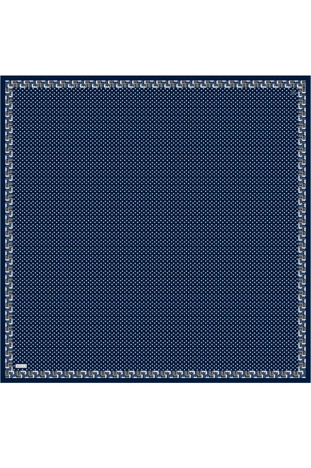 Belli Twill İpek Eşarp 4326-86 Puantiyeli, Lacivert, Krem, Vizon