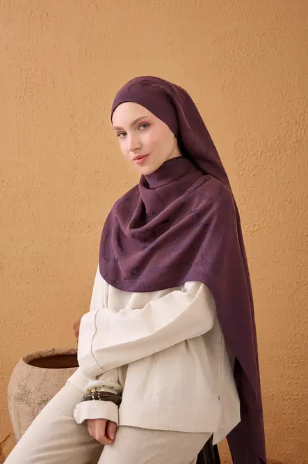 Silk Home Naia Pamuk Şal Halat Mürdüm