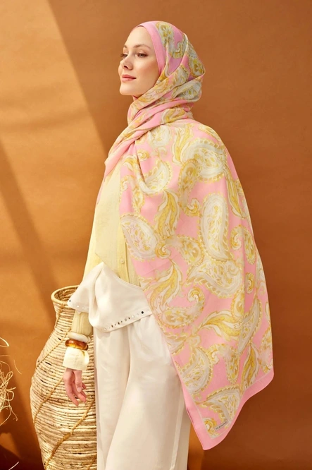 Silk Home Riva Şal Tencel Paisley Tozpembe