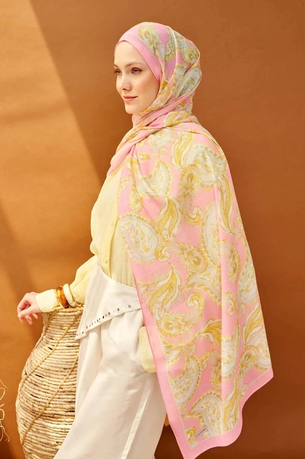 Silk Home Riva Şal Tencel Paisley Tozpembe