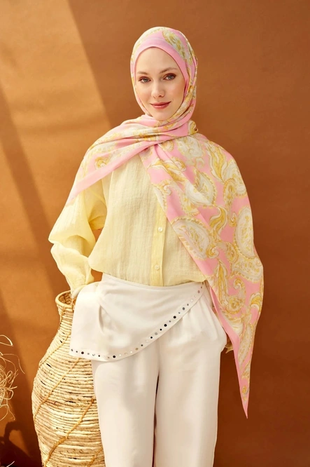 Silk Home Riva Şal Tencel Paisley Tozpembe