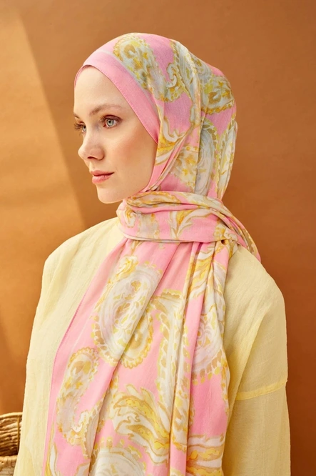 Silk Home Riva Şal Tencel Paisley Tozpembe