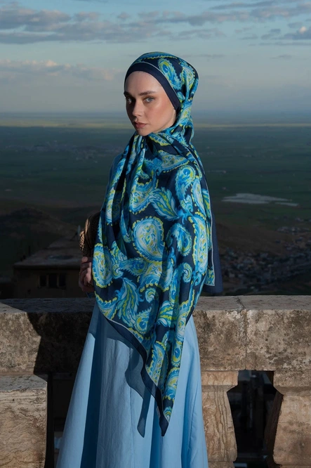 Silk Home Riva Şal Tencel Paisley Lacivert