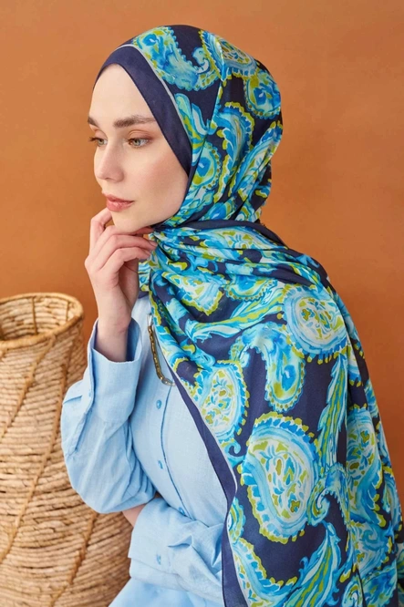 Silk Home Riva Şal Tencel Paisley Lacivert