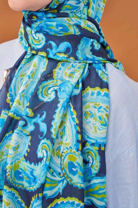 Silk Home Riva Şal Tencel Paisley Lacivert