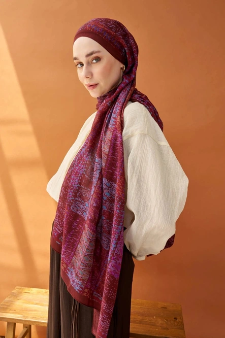 Silk Home Riva Şal Tencel Terra Bordo