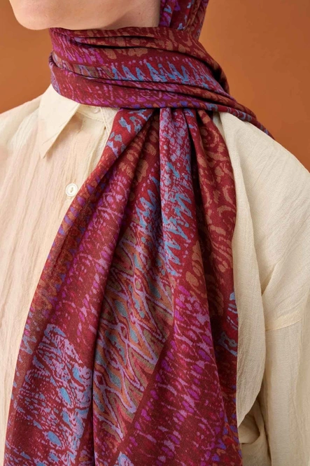 Silk Home Riva Şal Tencel Terra Bordo