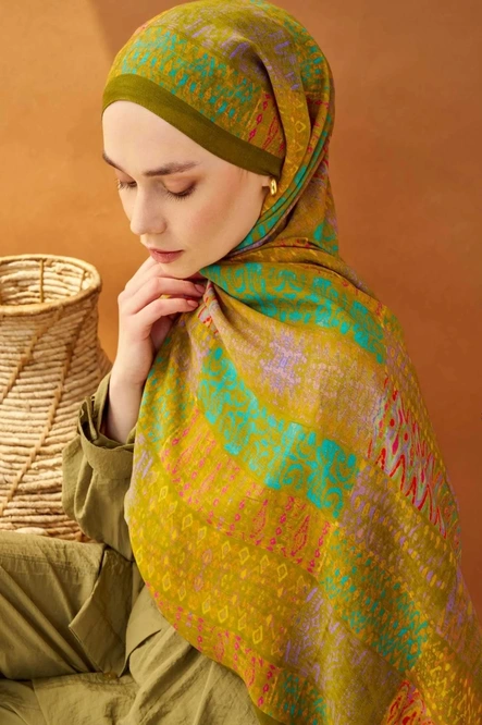 Silk Home Riva Şal Tencel Terra Yağ Yeşili