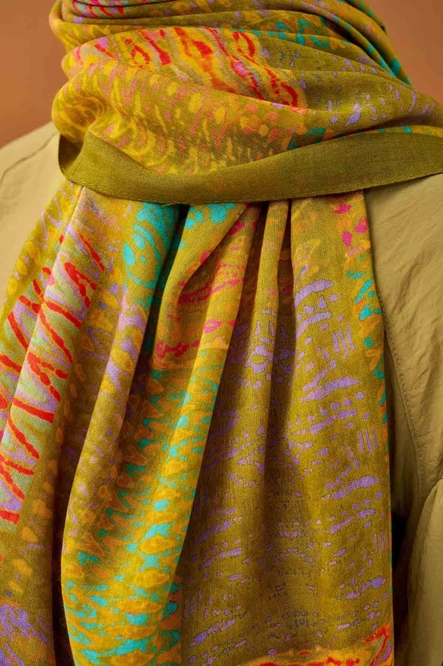 Silk Home Riva Şal Tencel Terra Yağ Yeşili