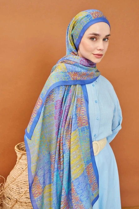 Silk Home Riva Şal Tencel Terra Mavi