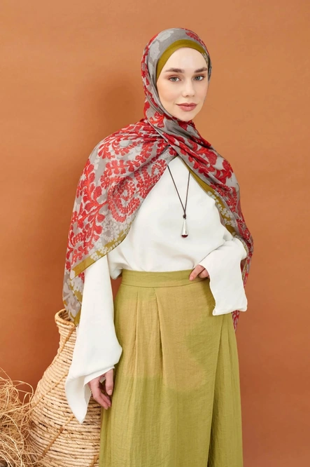 Silk Home Riva Şal Tencel Spring Blossoms Kırmızı