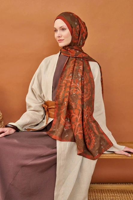 Silk Home Riva Şal Tencel Spring Blossoms Turuncu